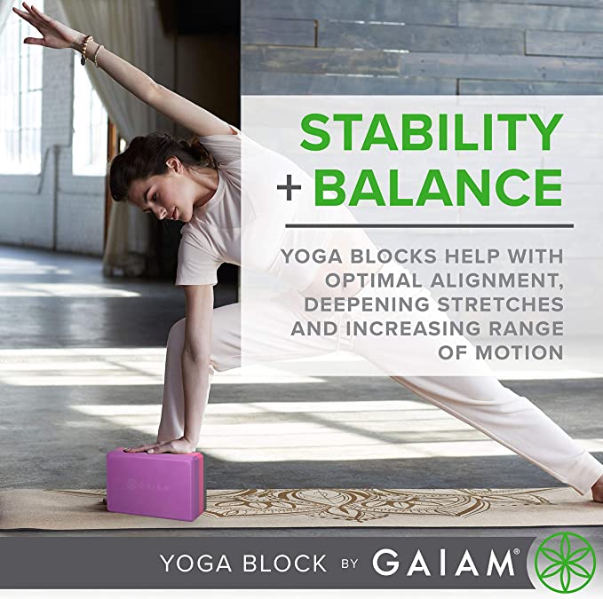 Gaiam Yoga Block - Supportive Latex-Free EVA Foam Soft Non-Slip Surface for  Yoga, Pilates, Meditation (Blue Shadow Point) - Yahoo Shopping
